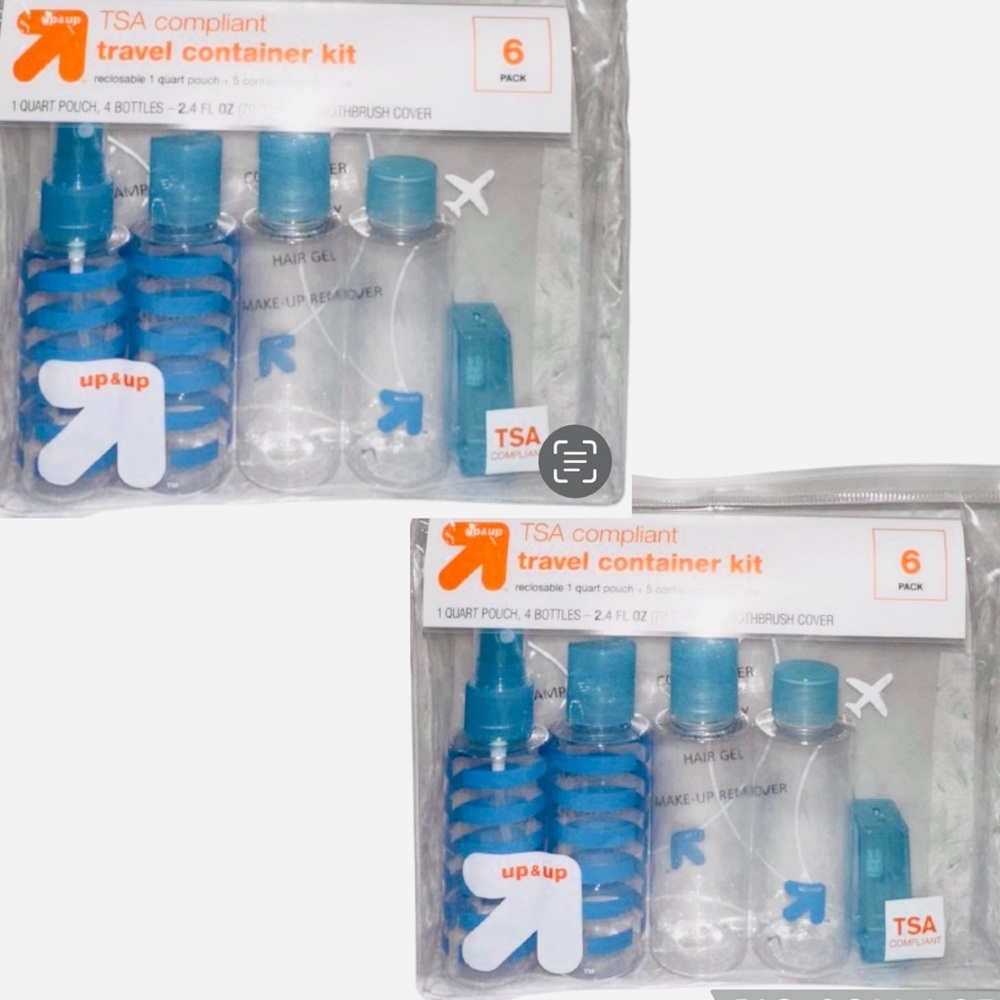 🆕- Set of 2 Target Up & Up TSA Compliant Travel Container Kit.